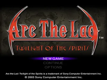 Arc the Lad - Twilight of the Spirits screen shot title